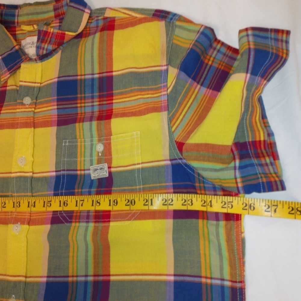 Denim & Supply Ralph Lauren yellow plaid short sleeve button shirt casual XXL - Picture 5 of 9